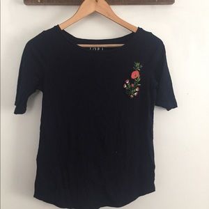 LOFT Tops - LOFT | Boatneck tee with embroidery LOFT Tops - LOFT | Boatneck tee with embroidery